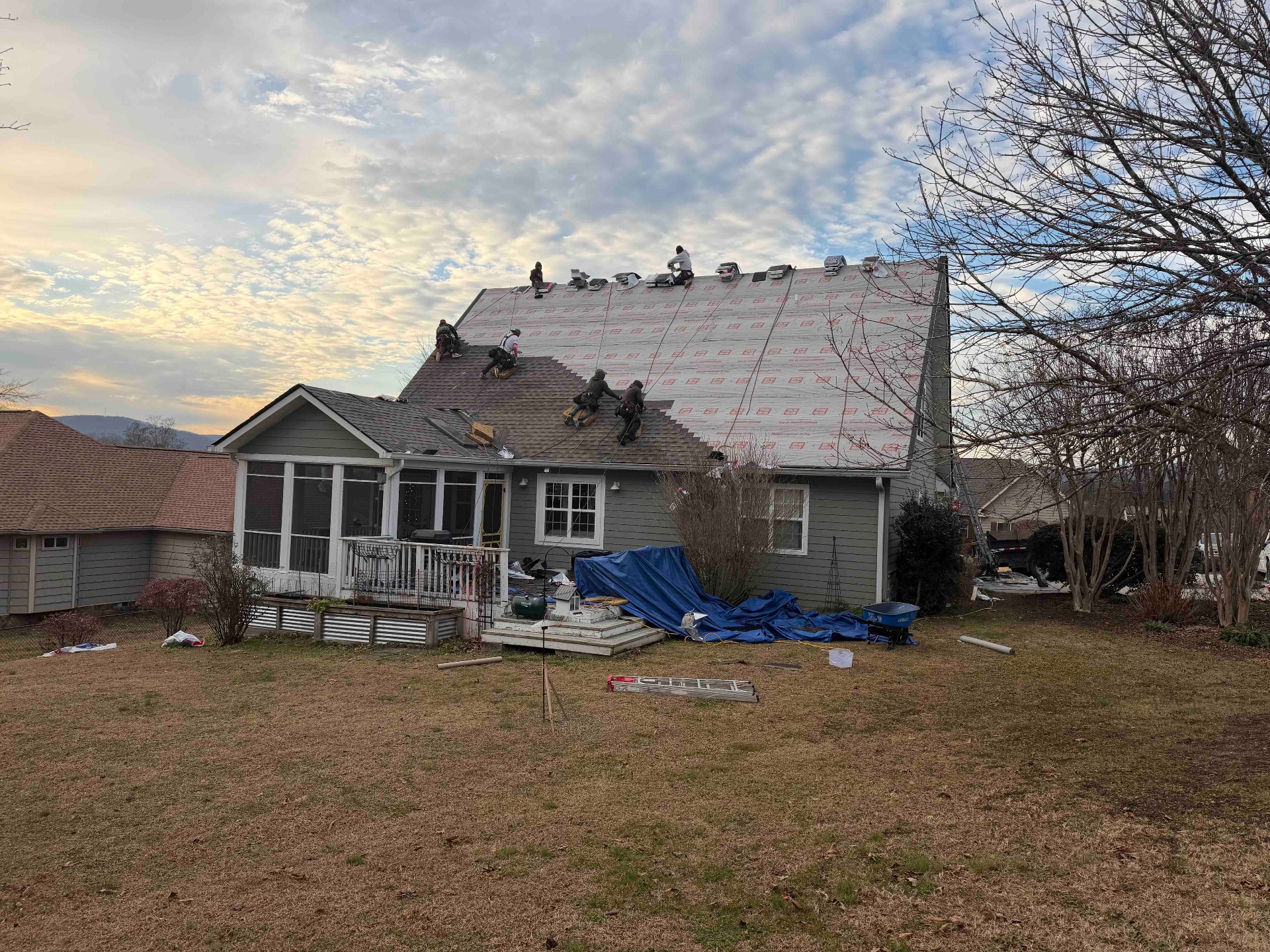 Sage Green Two-Story Re-Roof, Mountain View Backdrop