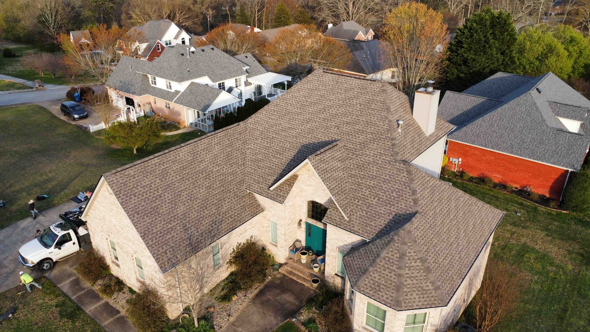 Architectural Shingle Replacement, Brick Home with Octagonal Bay